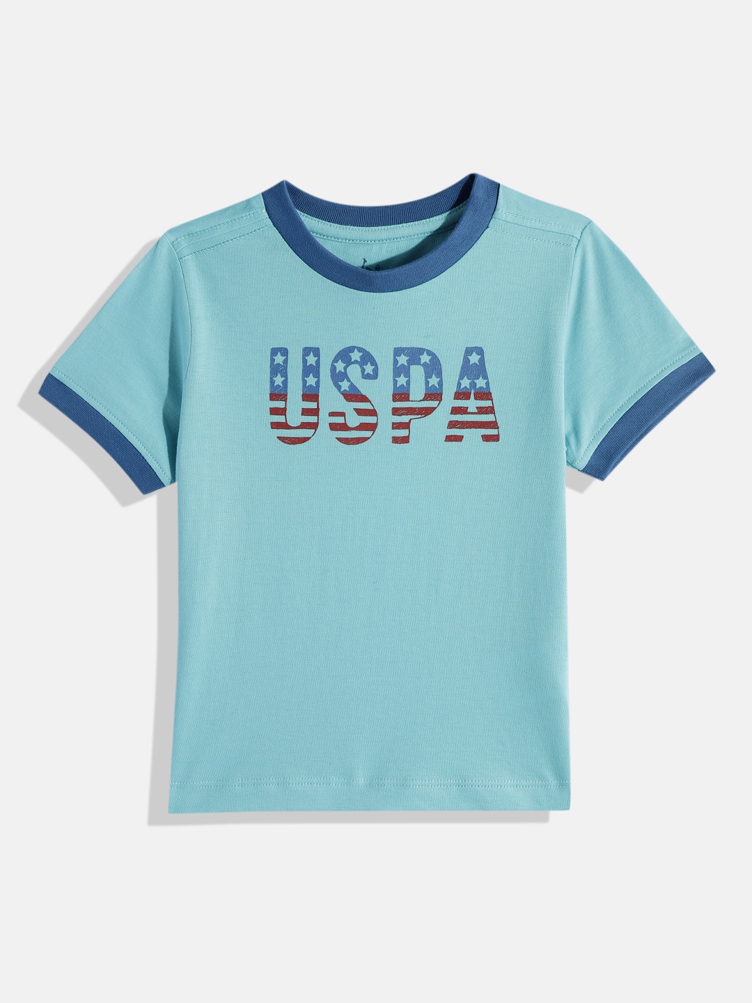 

U.S. Polo Assn. Kids Boys Brand Logo Printed Pure Cotton T-shirt, Blue