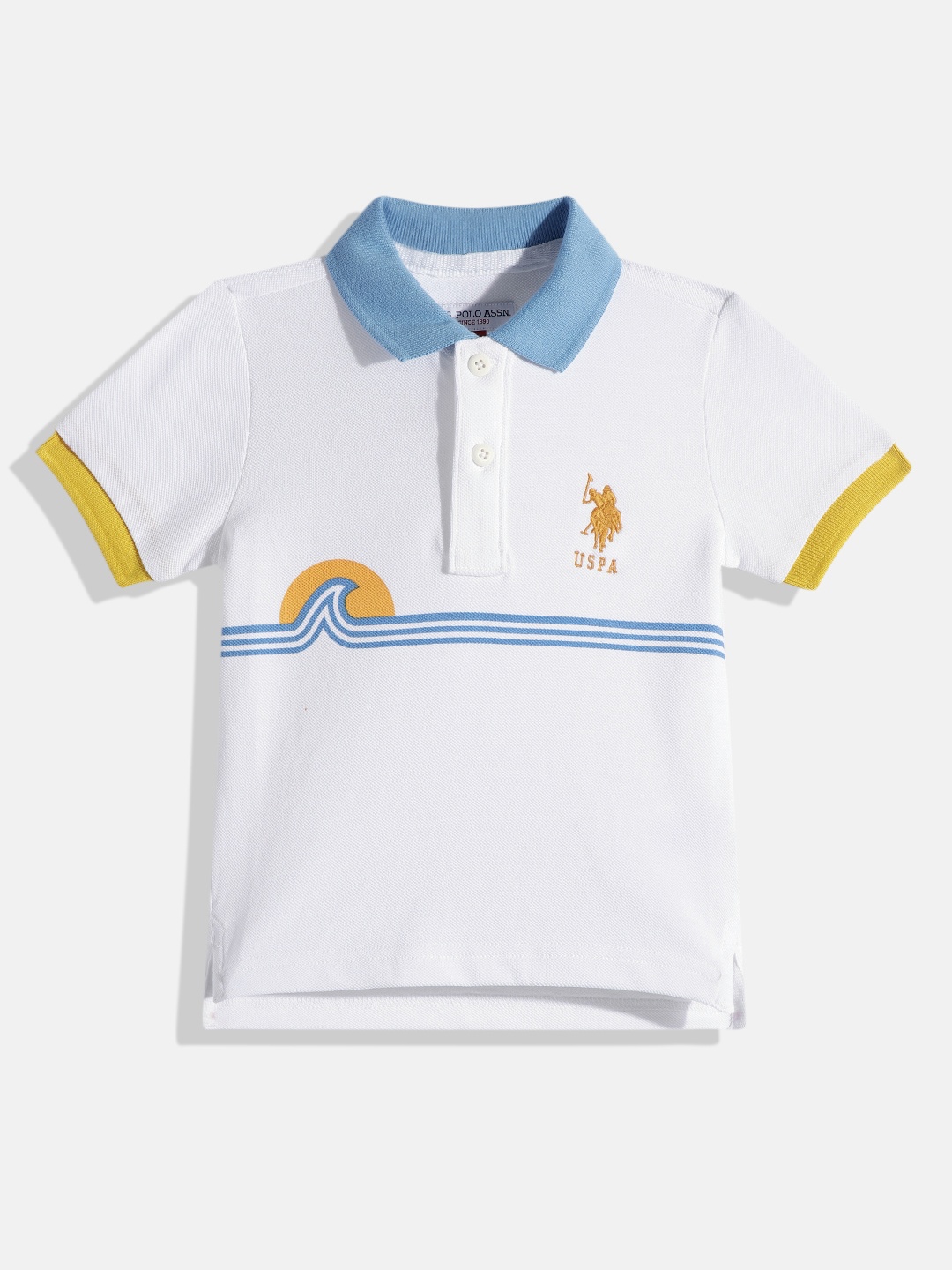 

U.S. Polo Assn. Kids Boys Printed Pure Cotton Polo Collar T-shirt, White