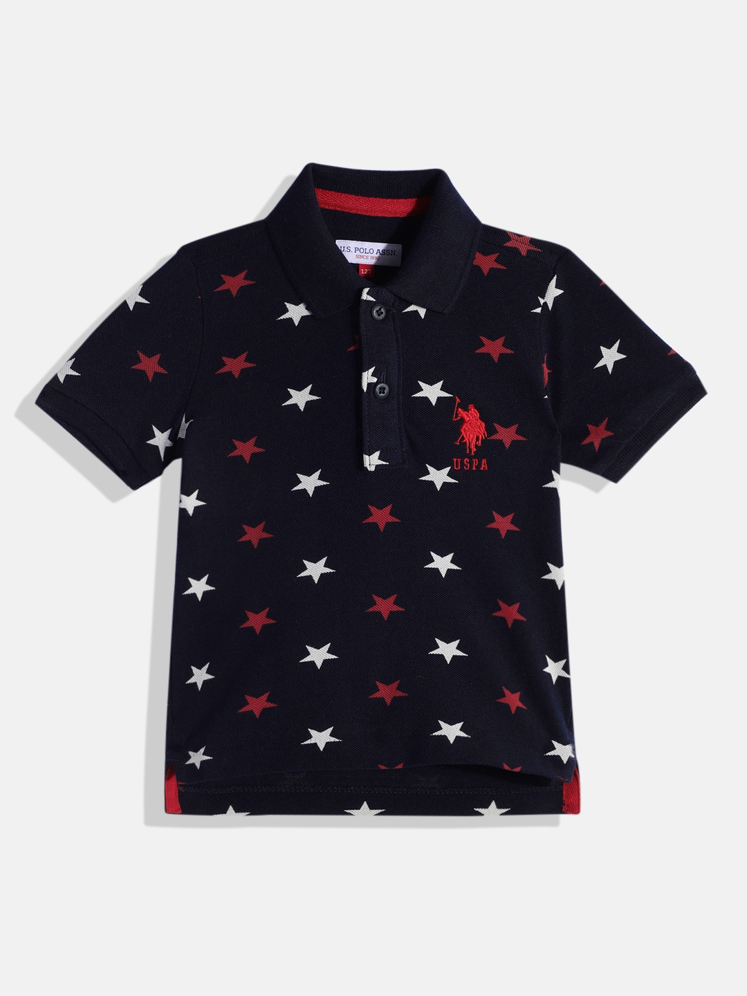 

U.S. Polo Assn. Kids Boys Conversational Print Polo Collar Pure Cotton T-shirt, Navy blue