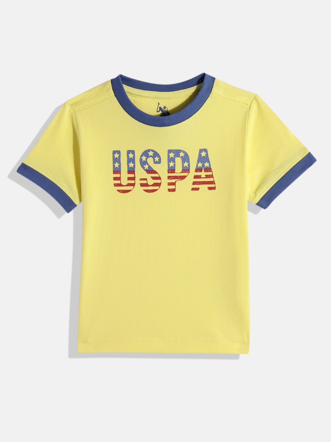 U.S. Polo Assn. Kids Boys Brand Logo Printed Pure Cotton T-shirt, Yellow