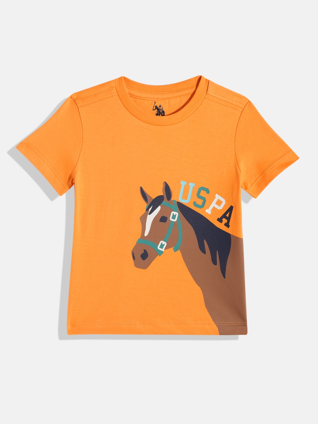 

U.S. Polo Assn. Kids Boys Printed Pure Cotton T-shirt, Orange
