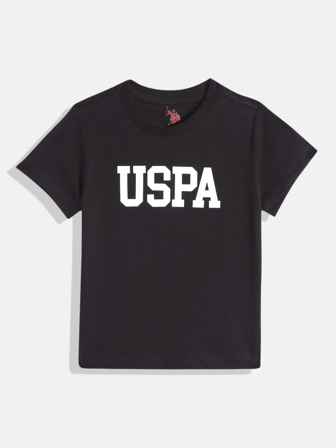 

U.S. Polo Assn. Kids Boys Brand Logo Printed Pure Cotton T-shirt, Black