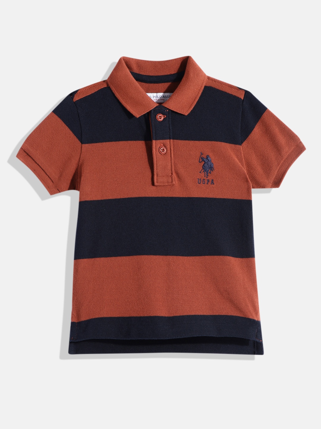 

U.S. Polo Assn. Kids Boys Colourblocked Pure Cotton Polo Collar T-shirt, Brown