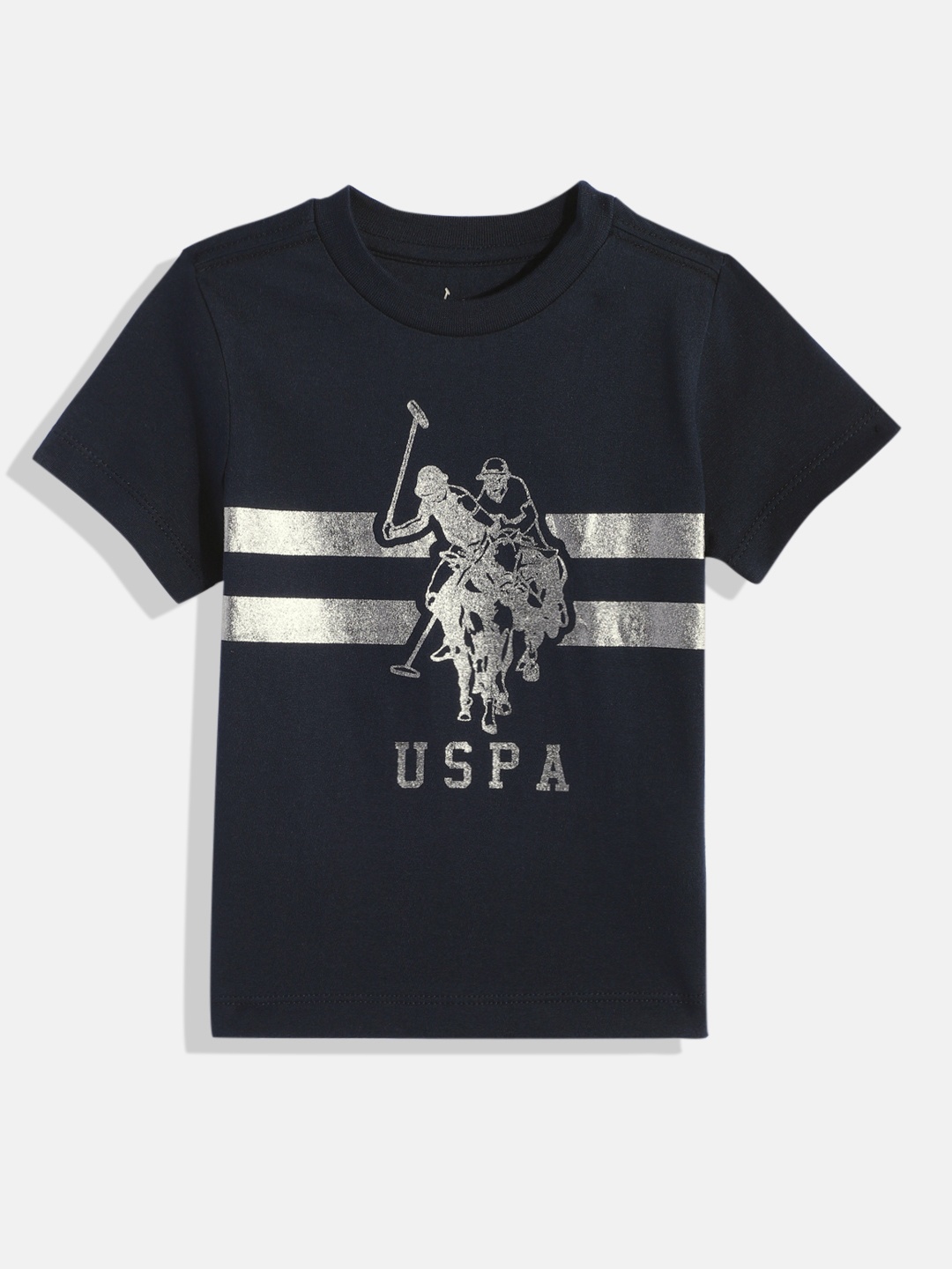 

U.S. Polo Assn. Kids Boys Brand Logo Printed Pure Cotton T-shirt, Navy blue