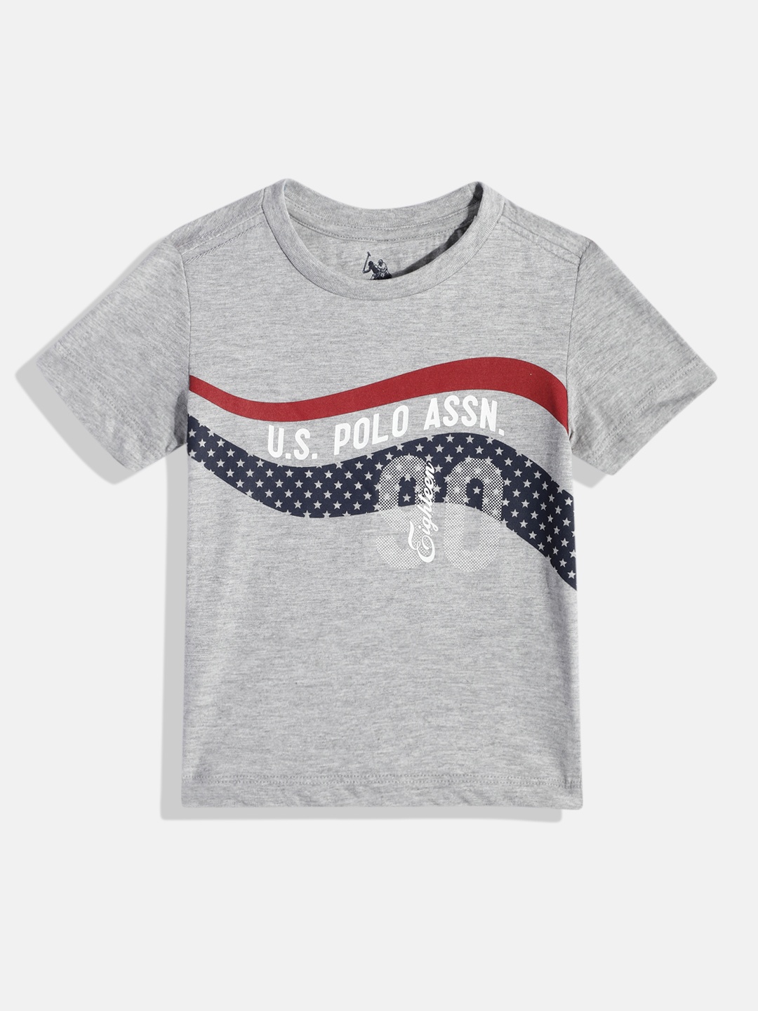 

U.S. Polo Assn. Kids Boys Brand Logo Print Knitted T-shirt, Grey melange