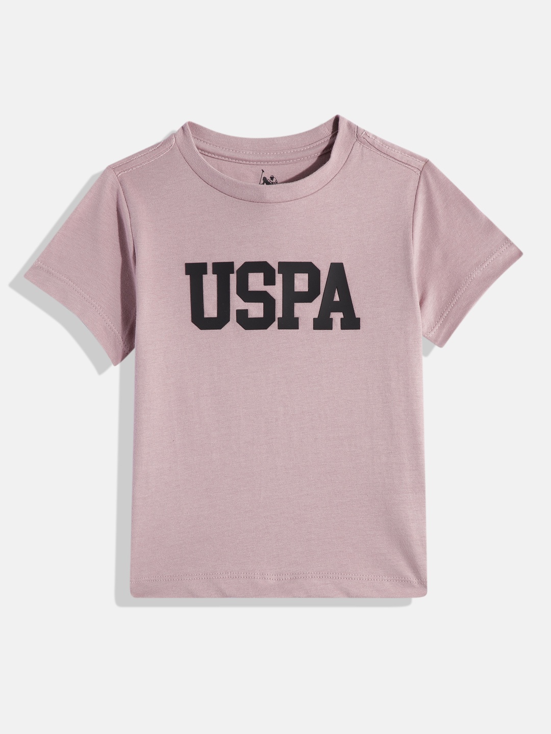 

U.S. Polo Assn. Kids Boys Brand Logo Print Knitted Pure Cotton T-shirt, Mauve