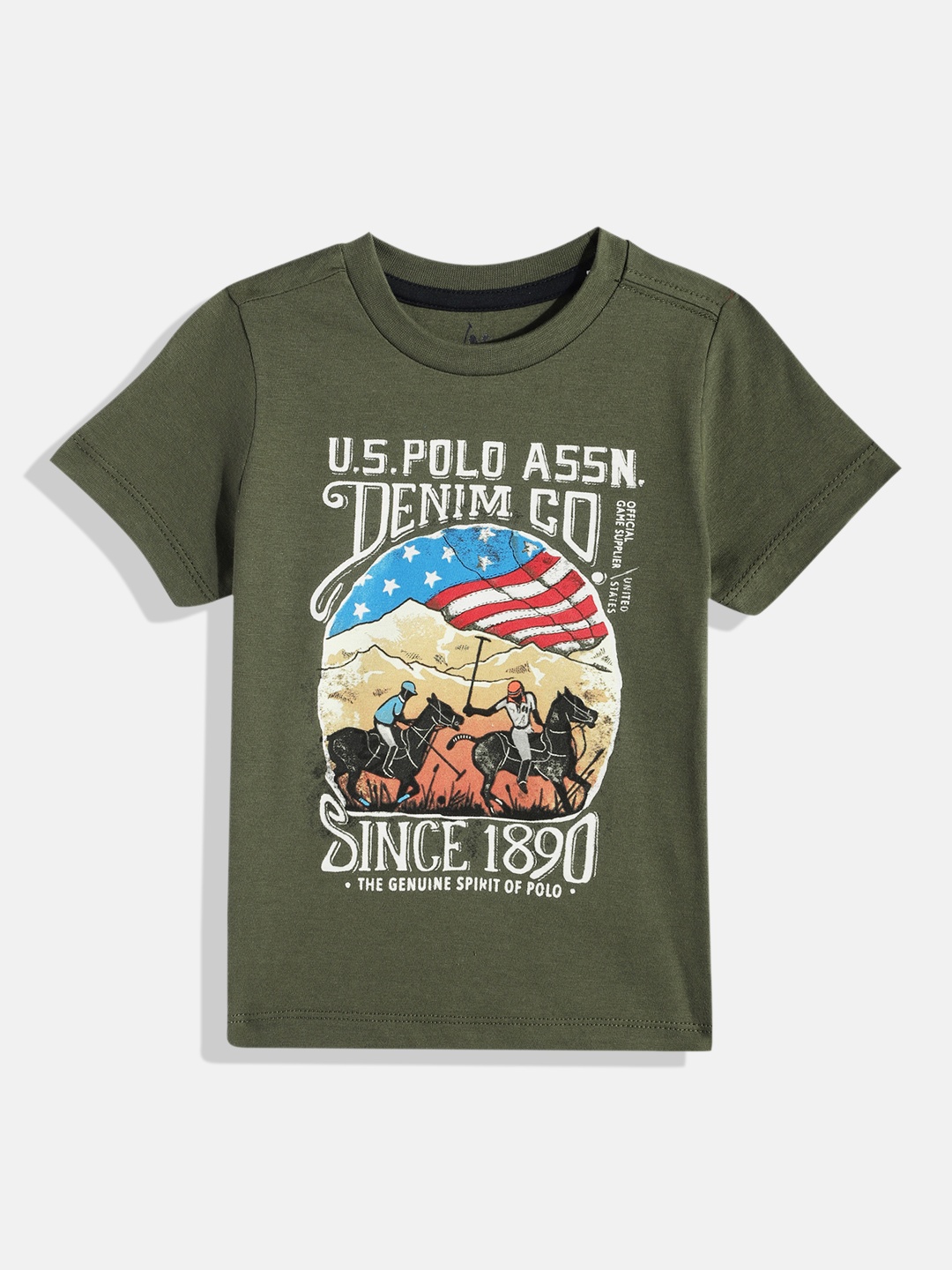 

U.S. Polo Assn. Kids Boys Printed Pure Cotton T-shirt, Green