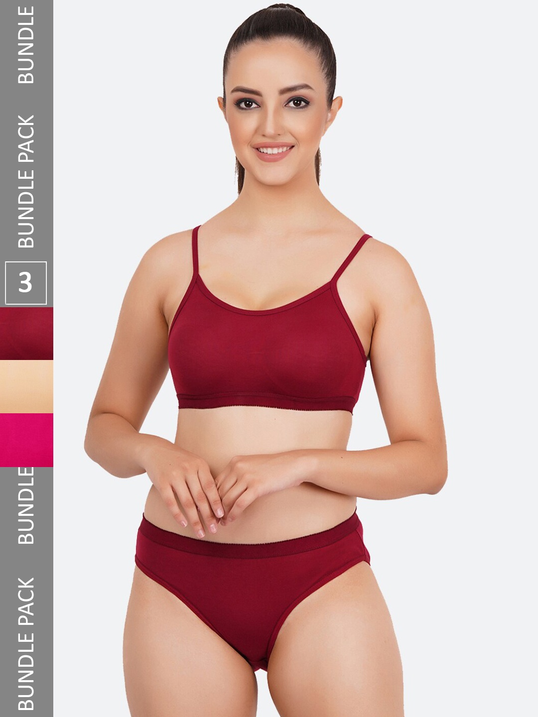 

Fleurt Pack Of 3 Non Padded Assorted Lingerie Sets