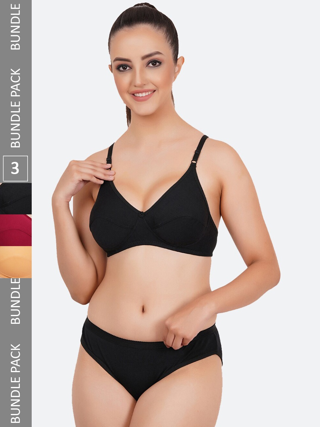 

Fleurt Pack Of 3 Non Padded Assorted Lingerie Set