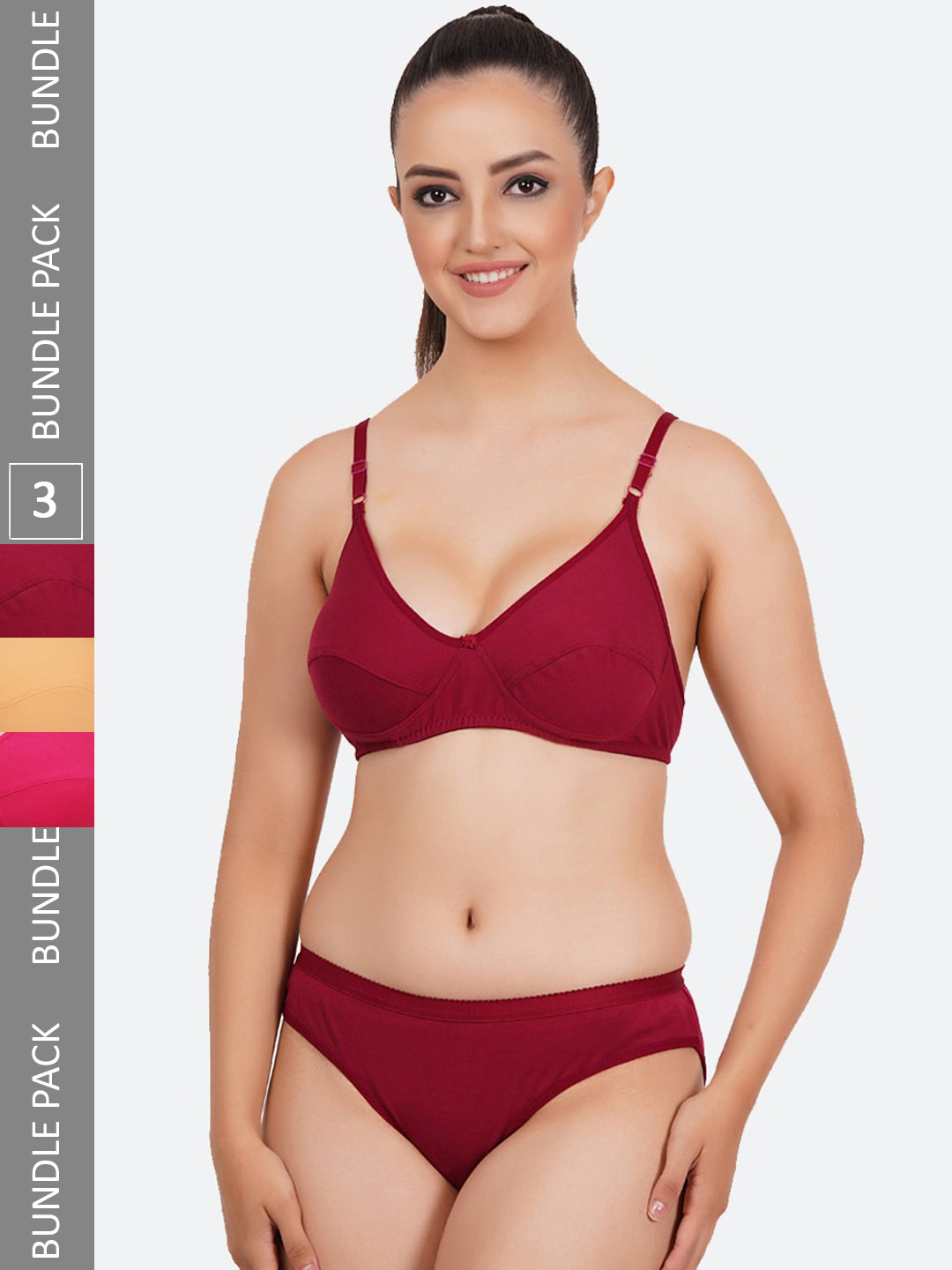 

Fleurt Pack Of 3 Non Padded Assorted Lingerie Set