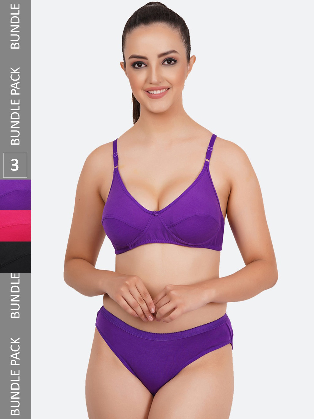 

Fleurt Pack Of 3 Non Padded Assorted Lingerie Set