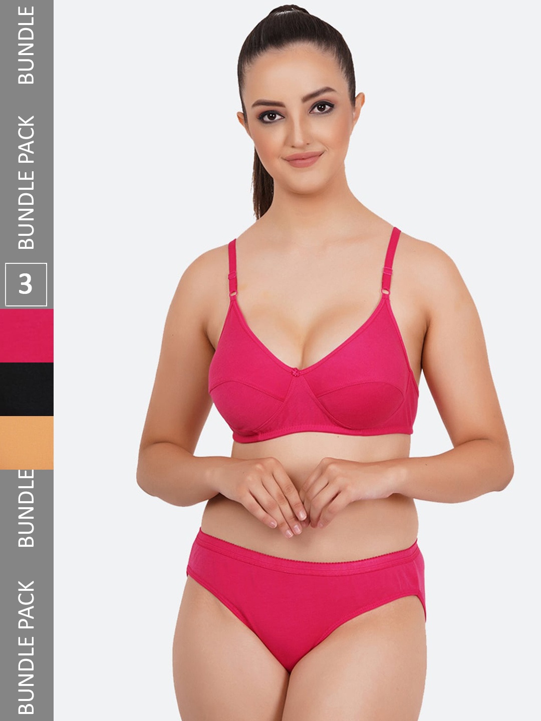 

Fleurt Pack Of 3 Non Padded Assorted Lingerie Set