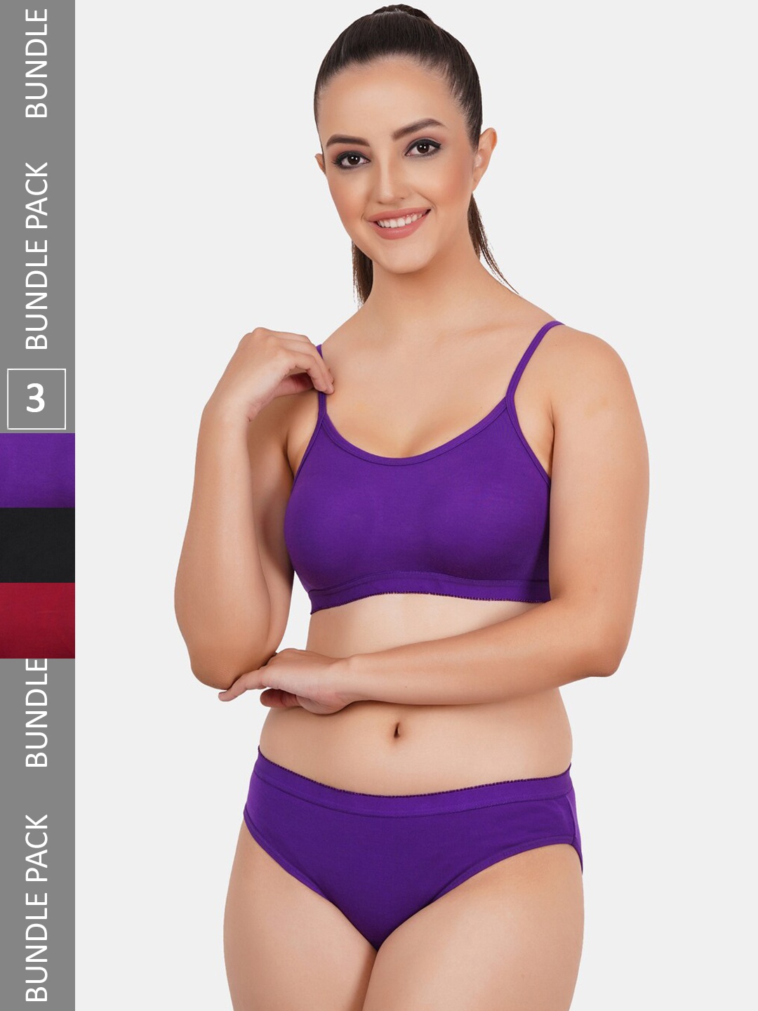 

Fleurt Pack Of 3 Non Padded Assorted Lingerie Set