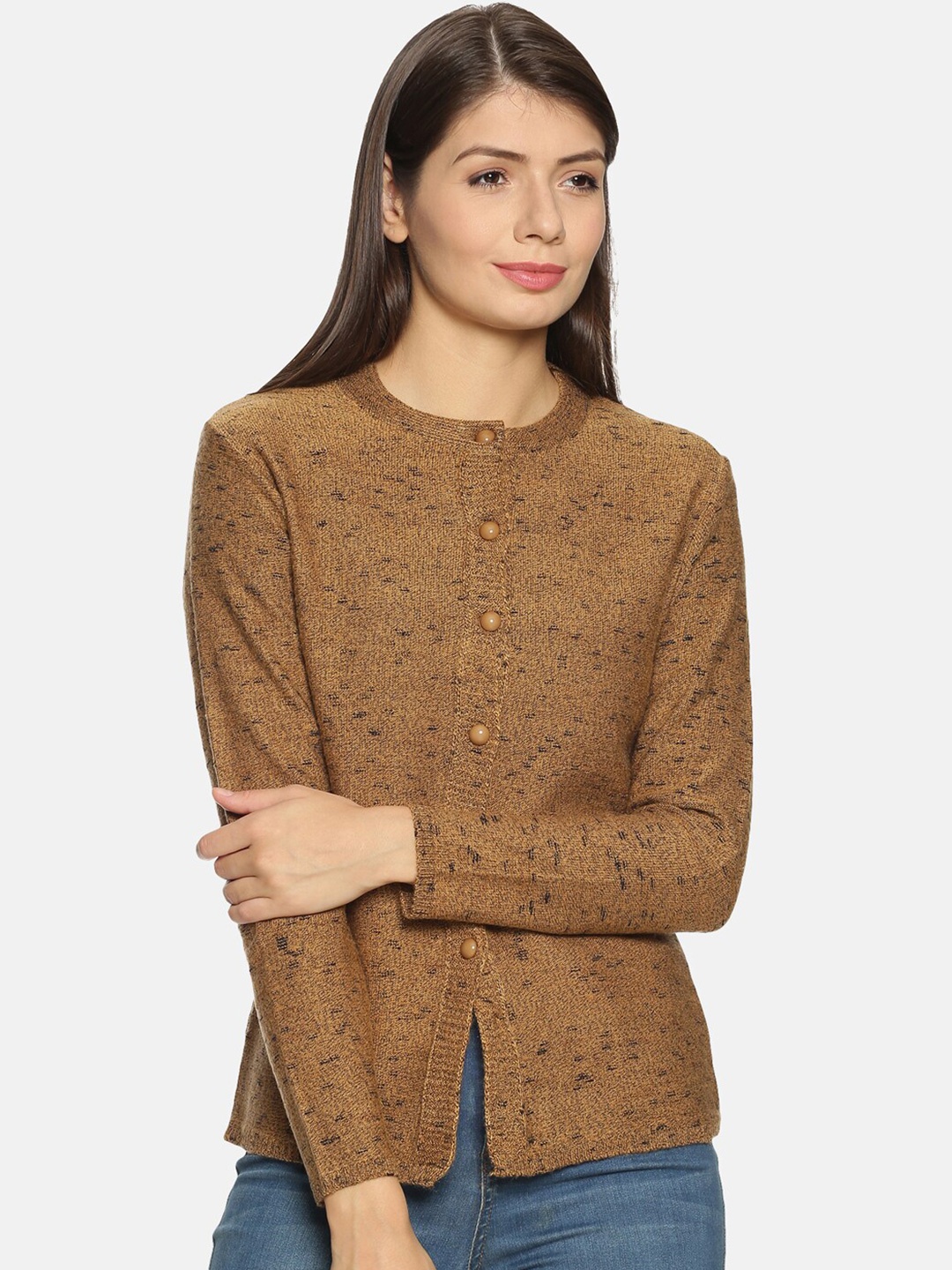 

CLAPTON Floral Woollen Cardigan, Coffee brown