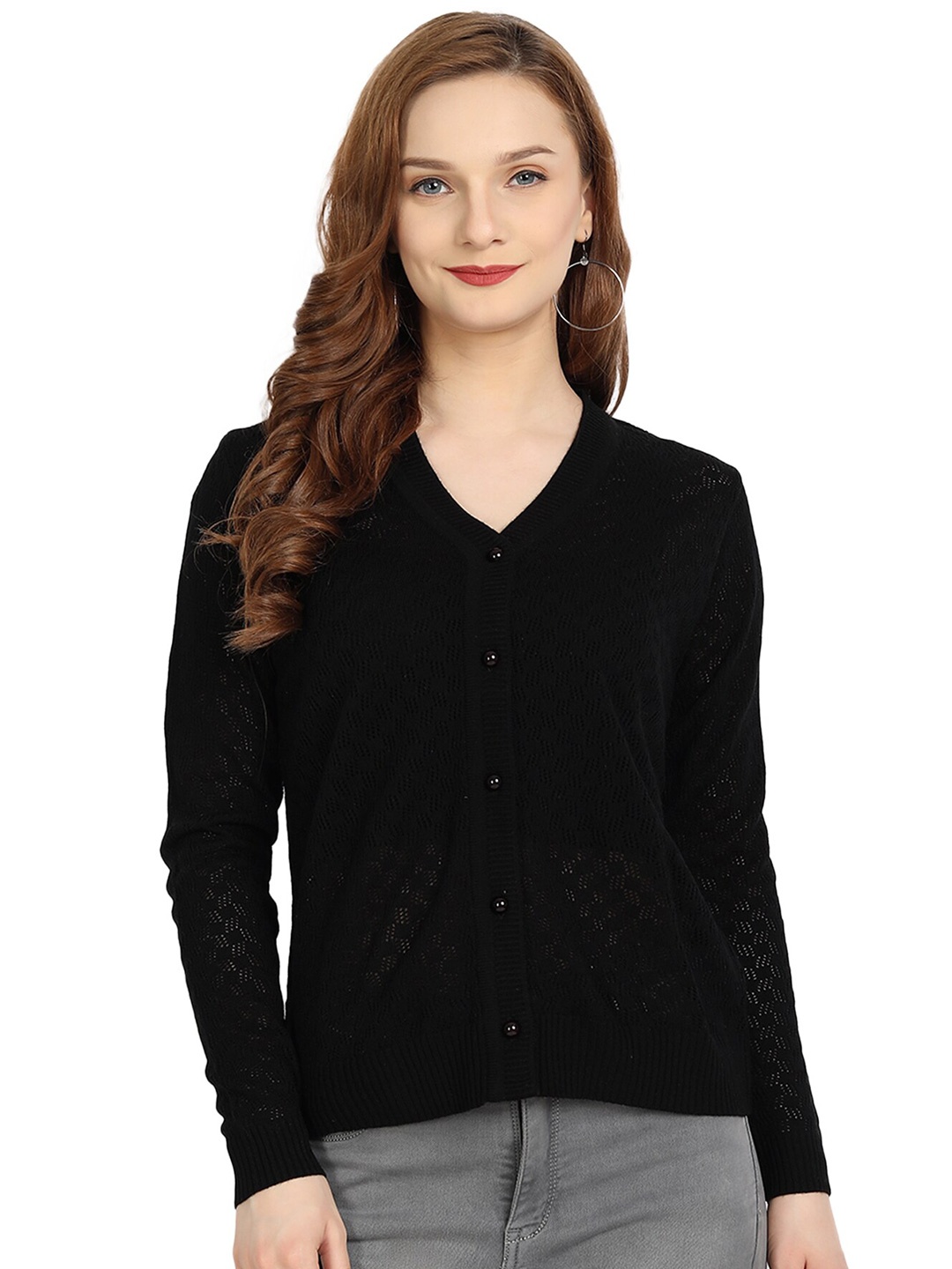 

CLAPTON Cable Knit Ribbed Knitted Wool Cardigan, Black