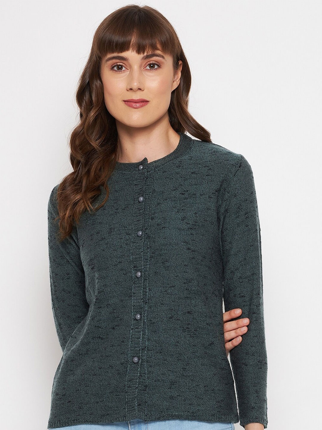 

CLAPTON Cable Knit Ribbed Knitted Wool Cardigan, Grey