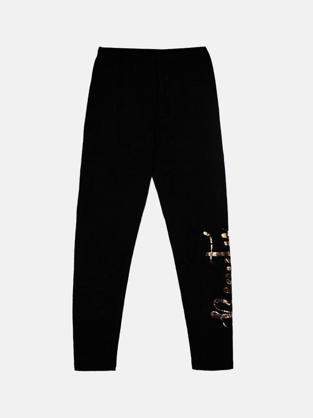 

KiddoPanti Girls Ankle Length Leggings With Printed Detail, Black