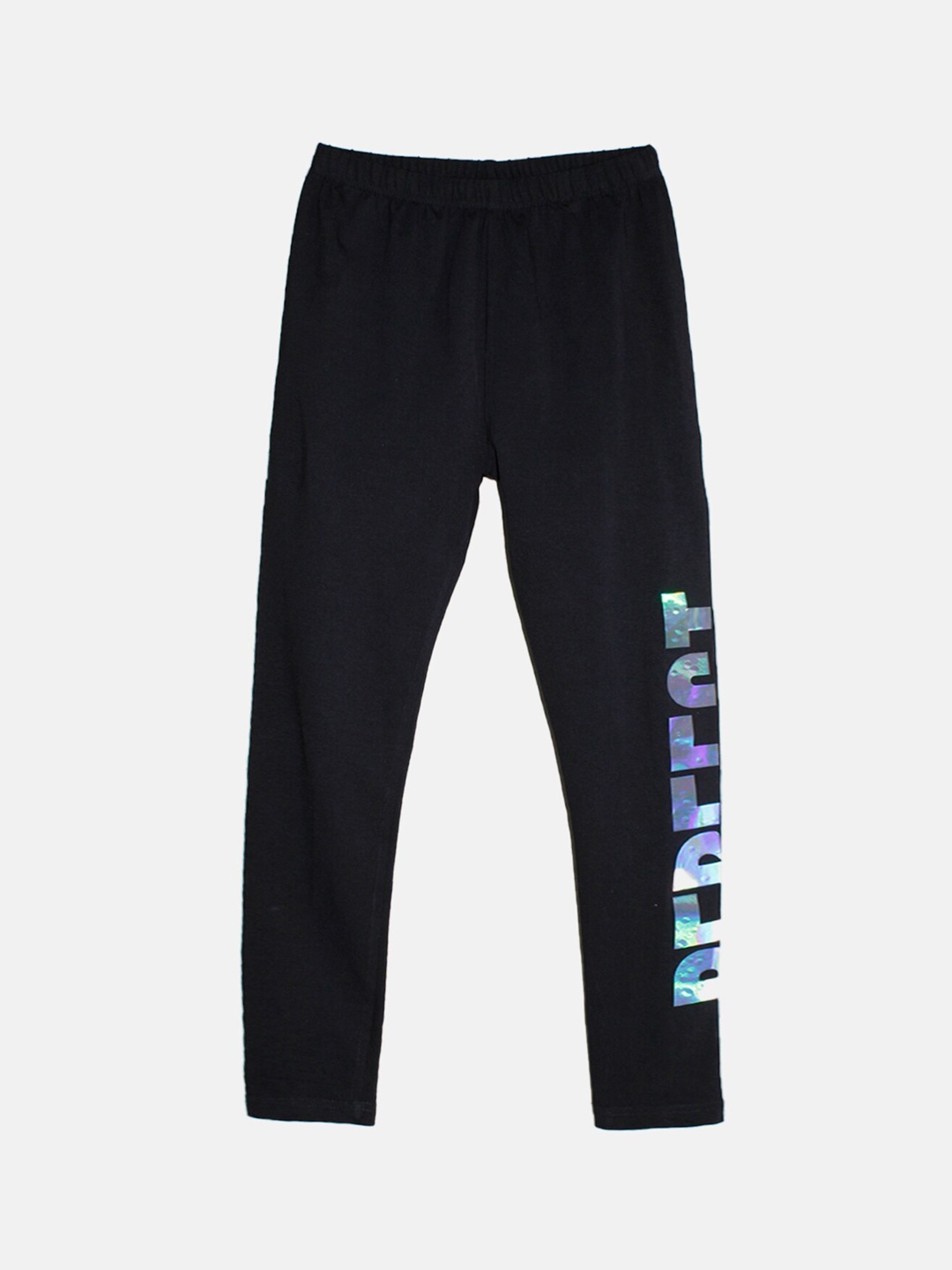 

KiddoPanti Girls Ankle Length Leggings With Printed Detail, Black