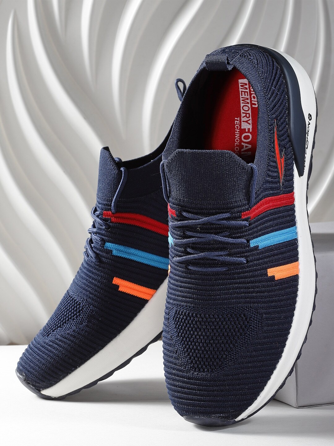 

ASIAN Men Memory Foam Mesh Running Shoes, Navy blue