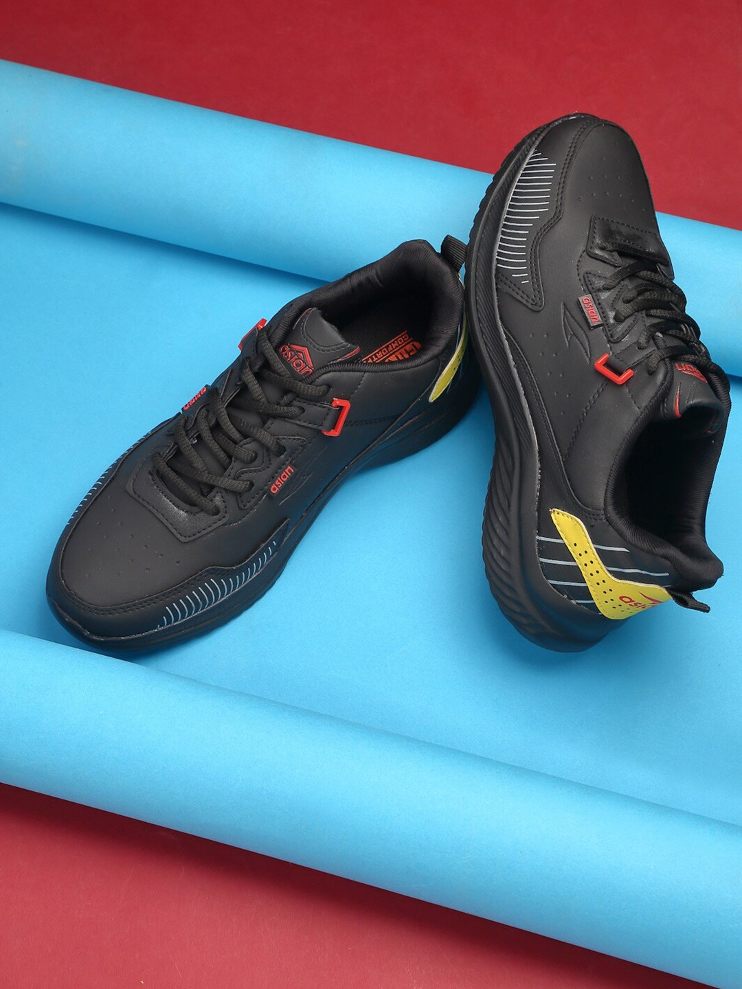 

ASIAN Men Black Mesh Running Non-Marking Shoes
