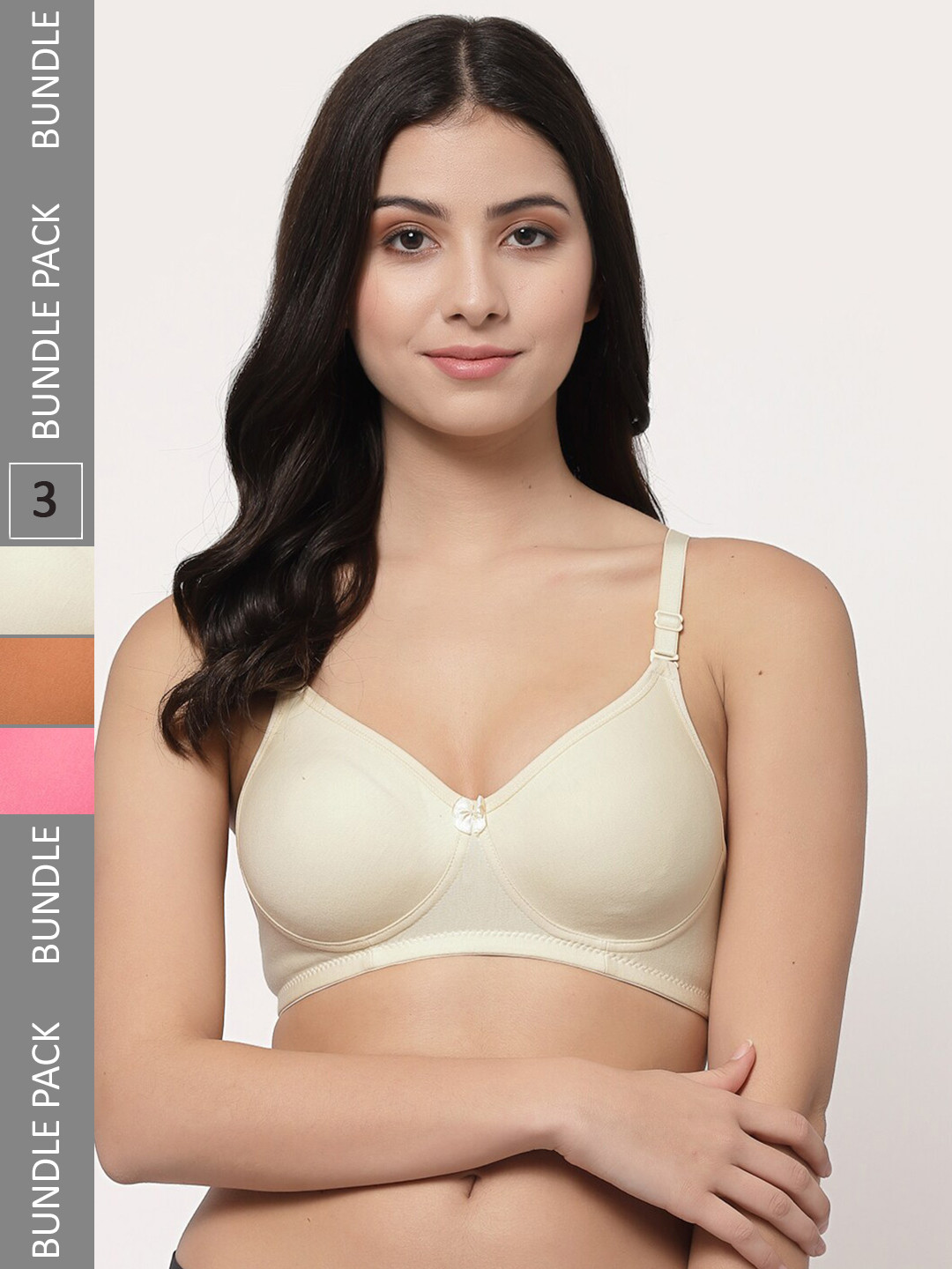 

Docare Pack Of 3 Lightly Padded Full Coverage Cotton T-shirt Bra With All Day Comfort, Pink