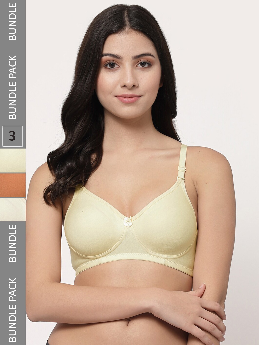 

Docare Pack Of 3 Lightly Padded Full Coverage Cotton T-shirt Bra With All Day Comfort, Cream