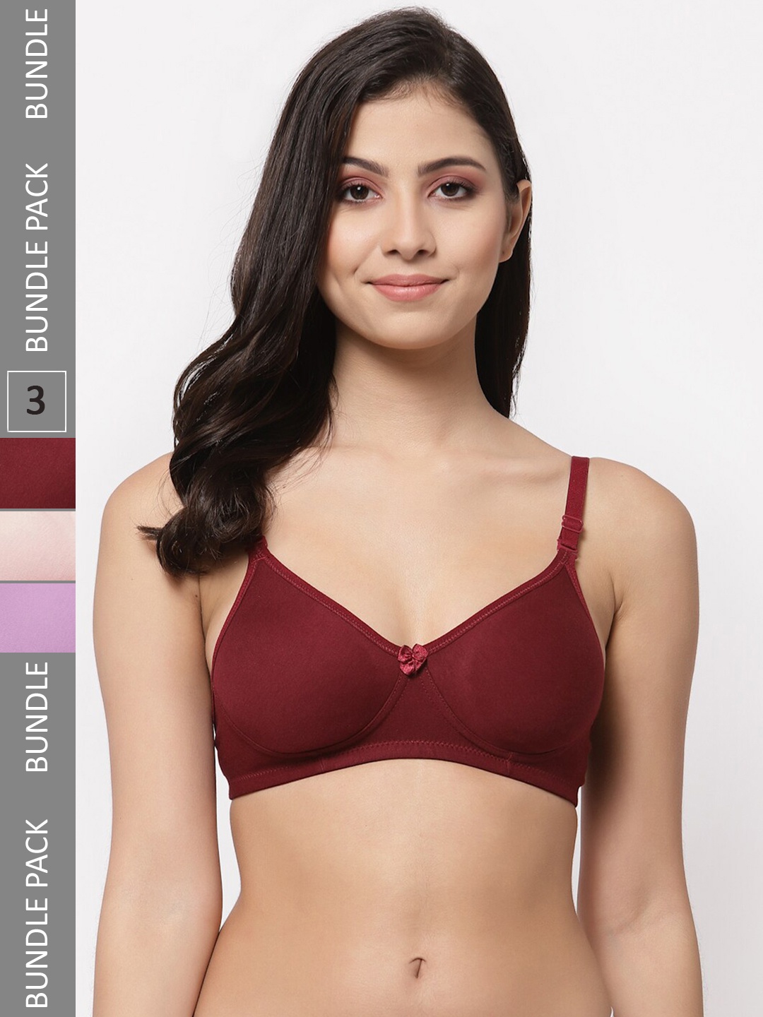 

Docare Pack Of 3 Lightly Padded Full Coverage Cotton T-shirt Bra With All Day Comfort, Pink