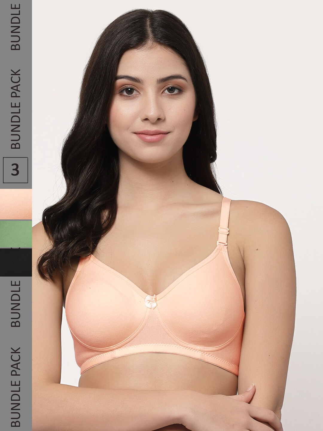 

Docare Pack Of 3 Lightly Padded Full Coverage Cotton T-shirt Bra With All Day Comfort, Peach