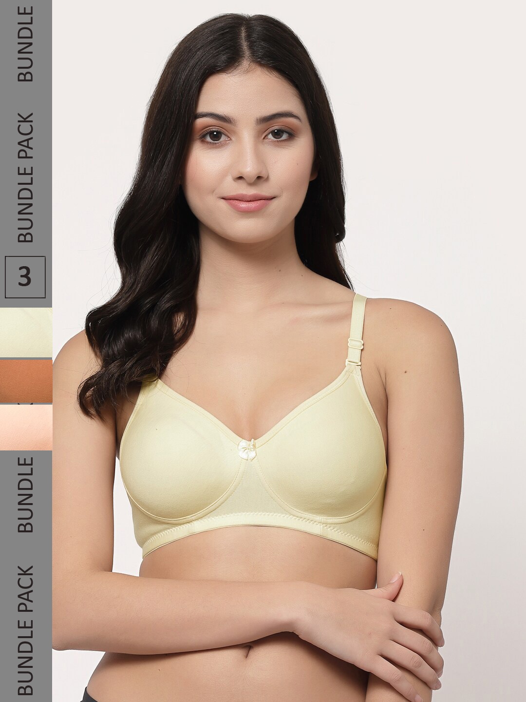 

Docare Pack Of 3 Lightly Padded Full Coverage Cotton T-shirt Bra With All Day Comfort, Brown