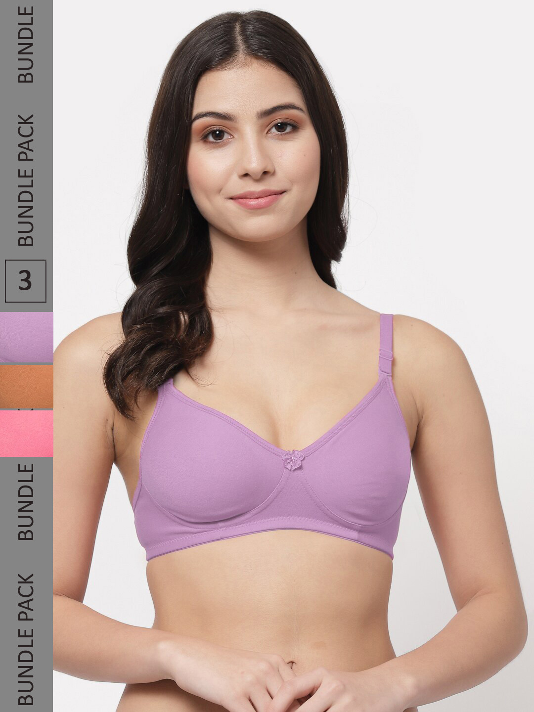 

Docare Pack Of 3 Lightly Padded Full Coverage Cotton T-shirt Bra With All Day Comfort, Purple