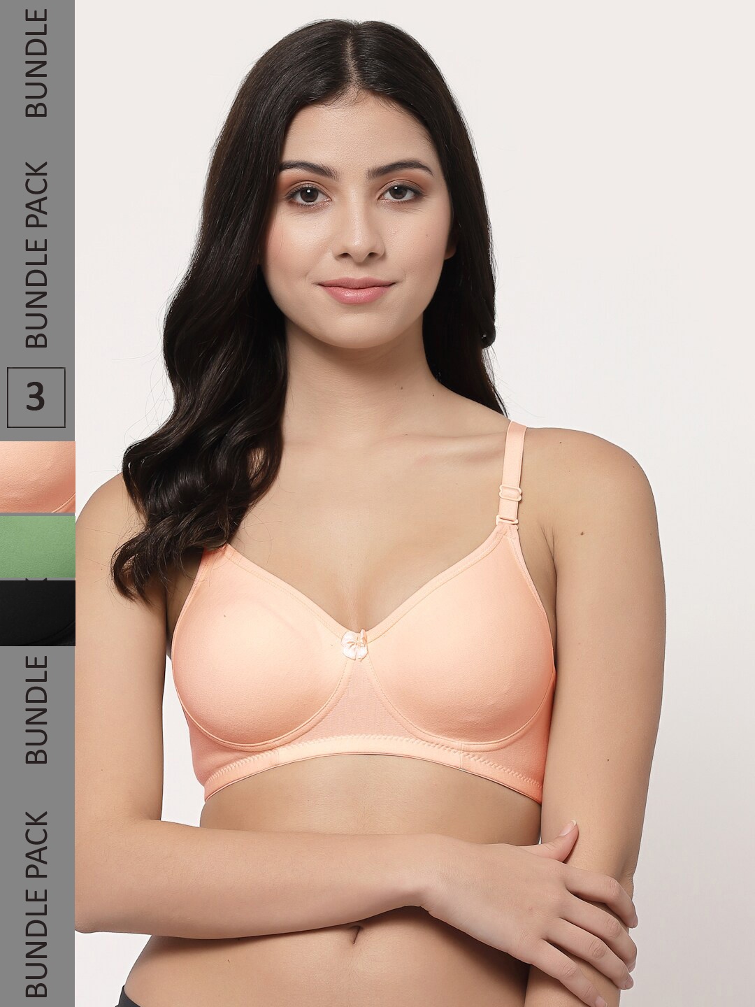 

Docare Pack Of 3 Lightly Padded Full Coverage Cotton T-shirt Bra With All Day Comfort, Green