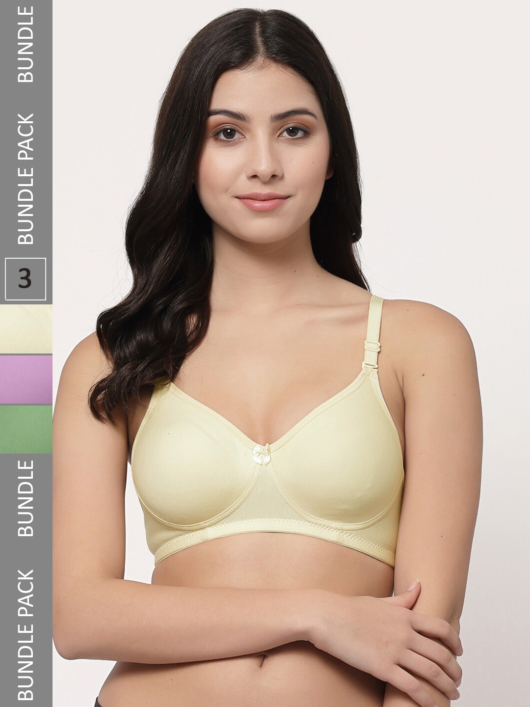 

Docare Pack Of 3 Lightly Padded Full Coverage Cotton T-shirt Bra With All Day Comfort, Yellow