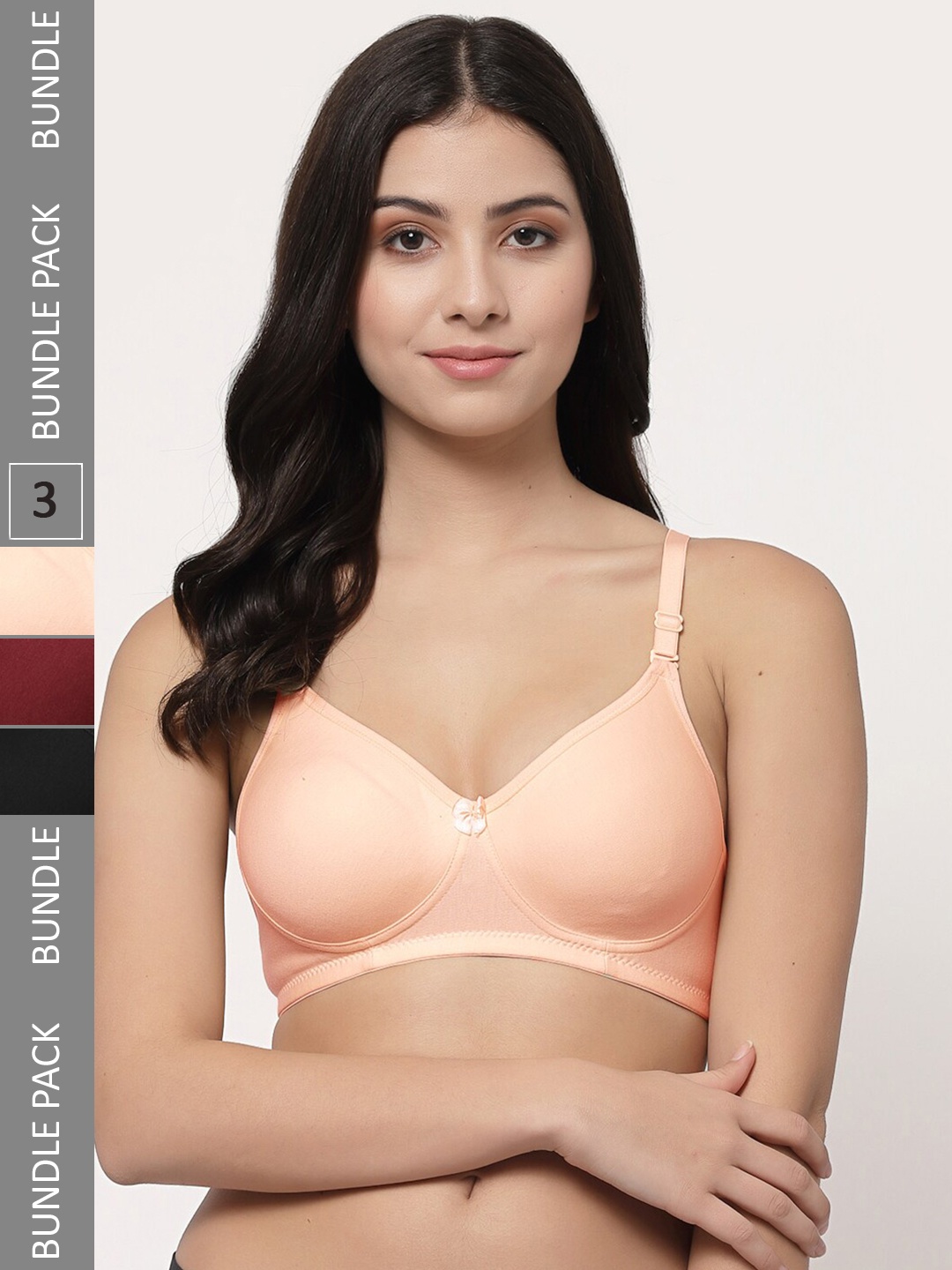 

Docare Pack Of 3 Lightly Padded Full Coverage Cotton T-shirt Bra With All Day Comfort, Peach