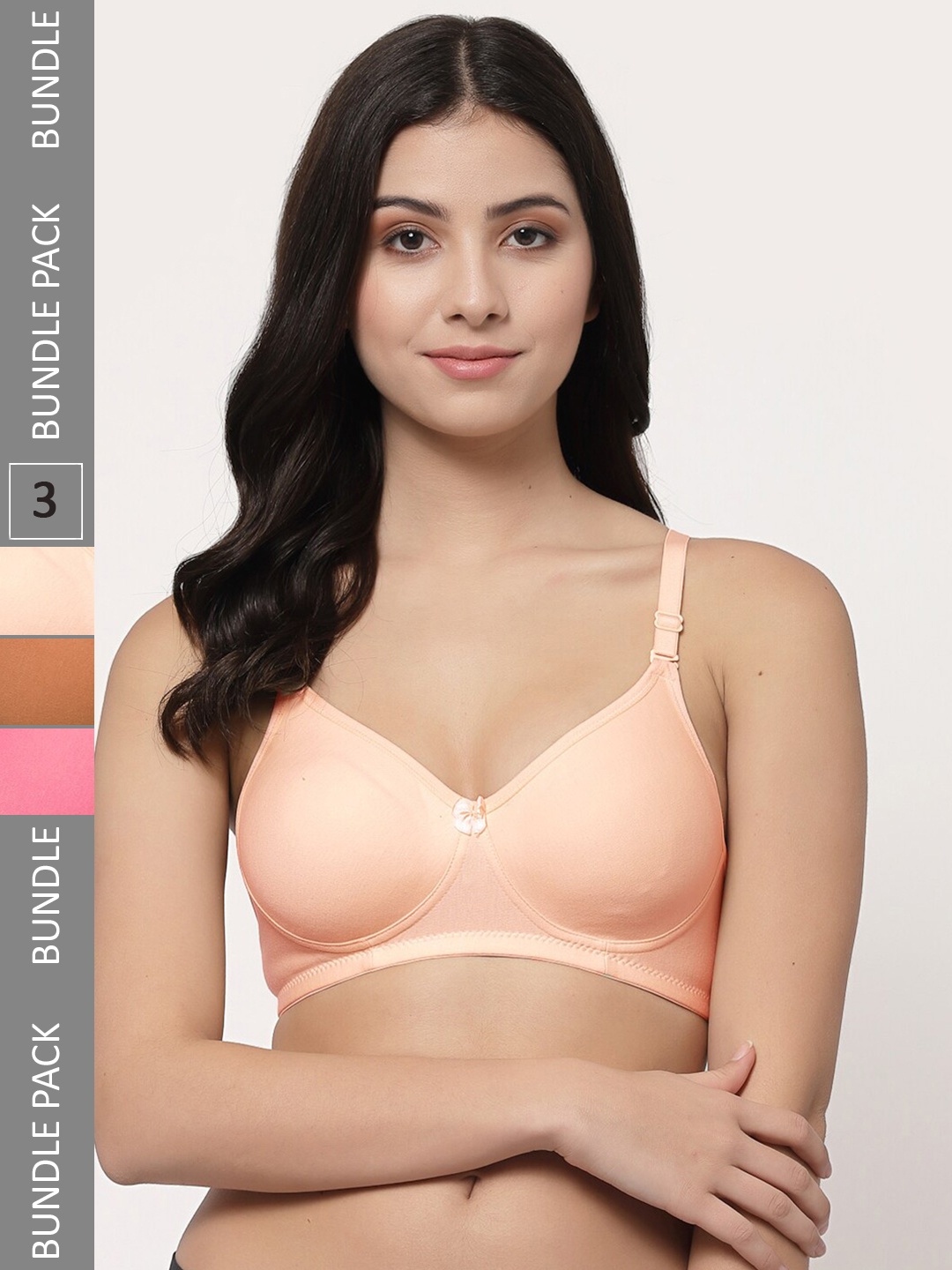 

Docare Pack Of 3 Lightly Padded Full Coverage Cotton T-shirt Bra With All Day Comfort, Pink