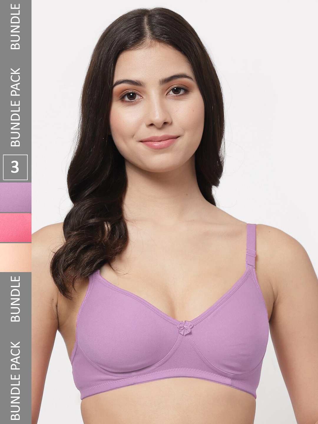 

Docare Pack Of 3 Lightly Padded Full Coverage Cotton T-shirt Bra With All Day Comfort, Pink
