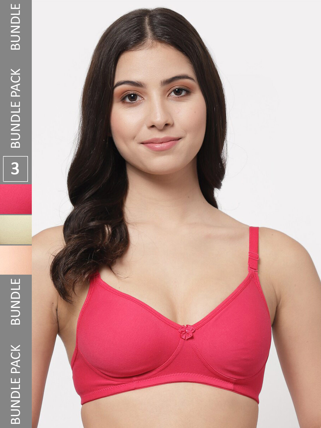 

Docare Pack Of 3 Lightly Padded Full Coverage Cotton T-shirt Bra With All Day Comfort, Brown