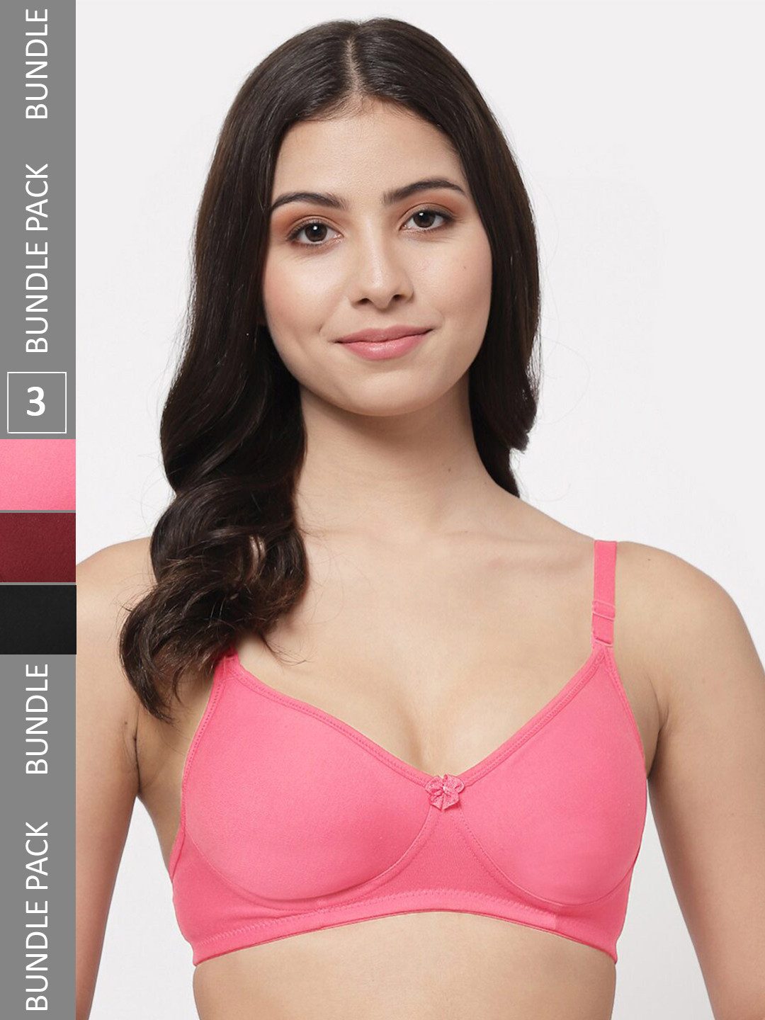 

Docare Pack Of 3 Lightly Padded Full Coverage Cotton T-shirt Bra With All Day Comfort, Maroon