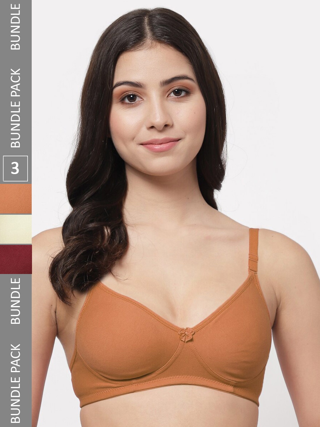 

Docare Pack Of 3 Lightly Padded Full Coverage Cotton T-shirt Bra With All Day Comfort, Brown