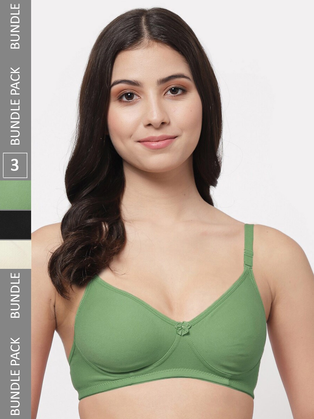 

Docare Pack Of 3 Lightly Padded Full Coverage Cotton T-shirt Bra With All Day Comfort, Green