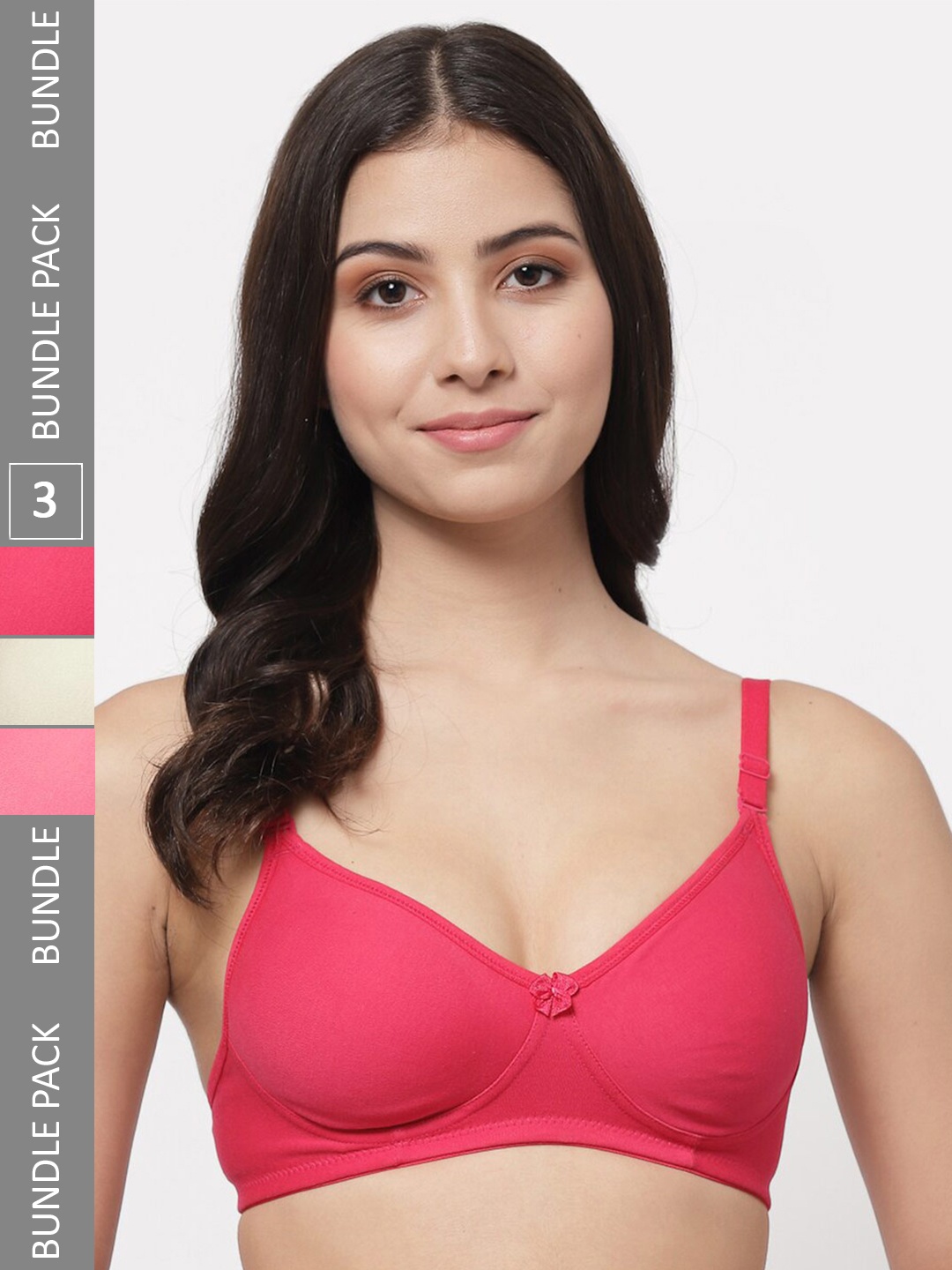 

Docare Pack Of 3 Lightly Padded Full Coverage Cotton T-shirt Bra With All Day Comfort, Cream