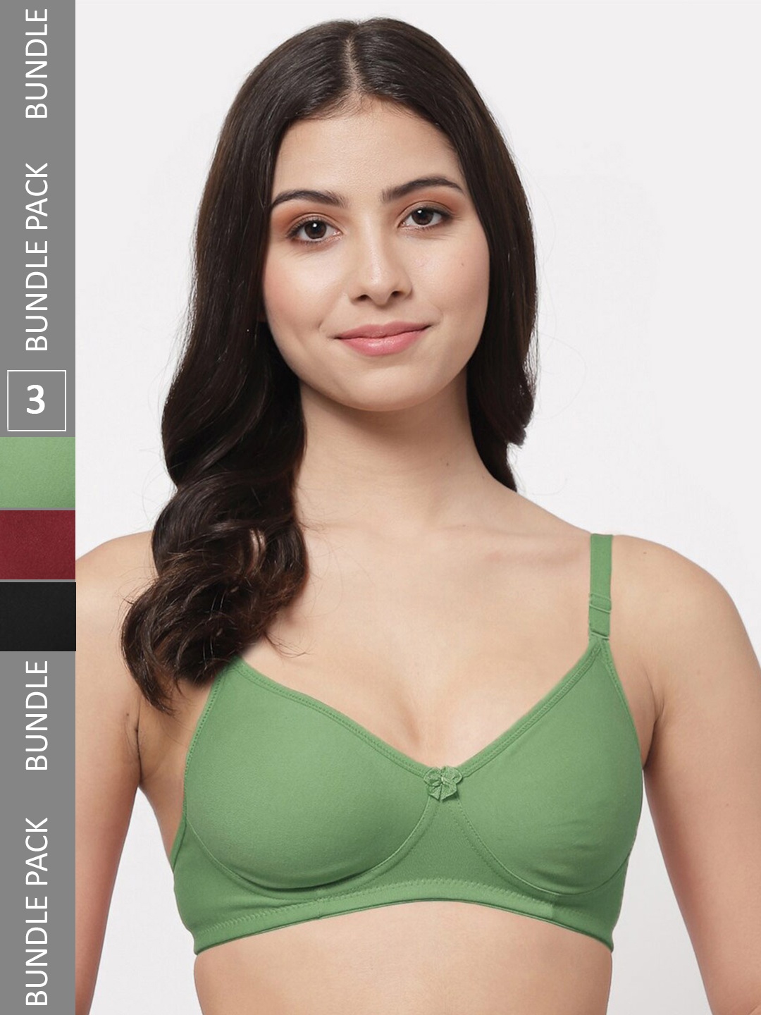 

Docare Pack Of 3 Lightly Padded Full Coverage Cotton T-shirt Bra With All Day Comfort, Black