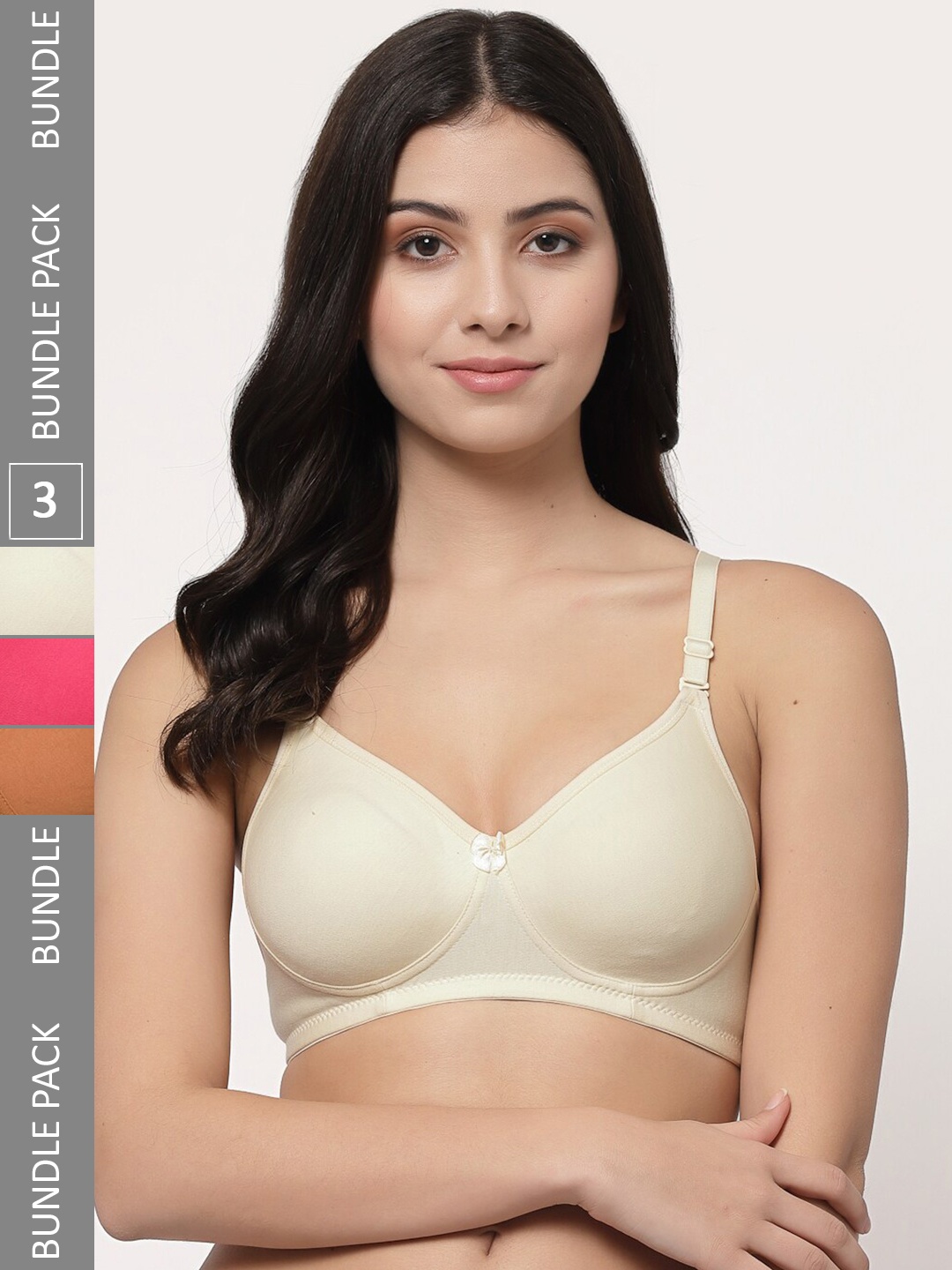

Docare Pack Of 3 Lightly Padded Full Coverage Cotton T-shirt Bra With All Day Comfort, Magenta