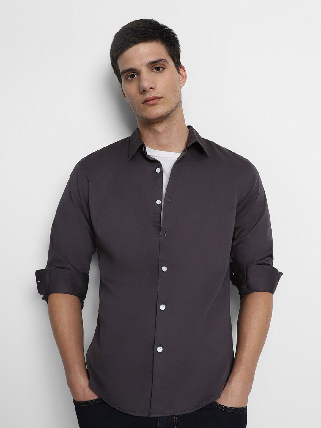 

Dennis Lingo Comfort Slim Fit Pure Cotton Casual Shirt, Grey