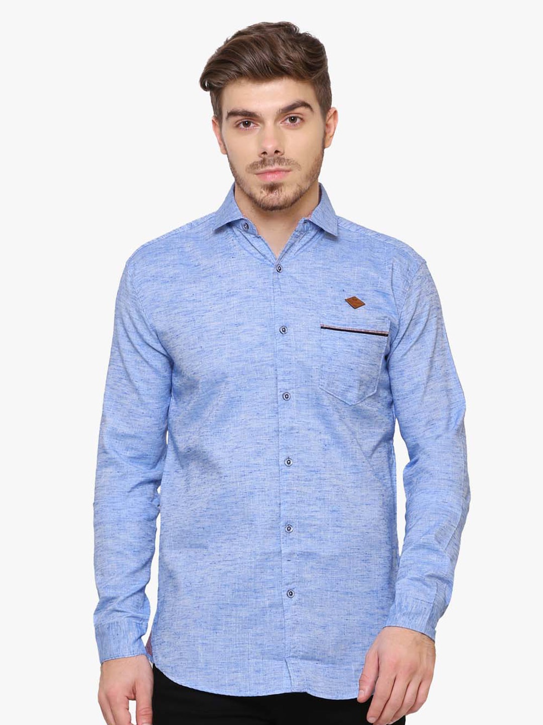 

Kuons Avenue Smart Slim Fit Spread Collar Linen Casual Shirt, Blue