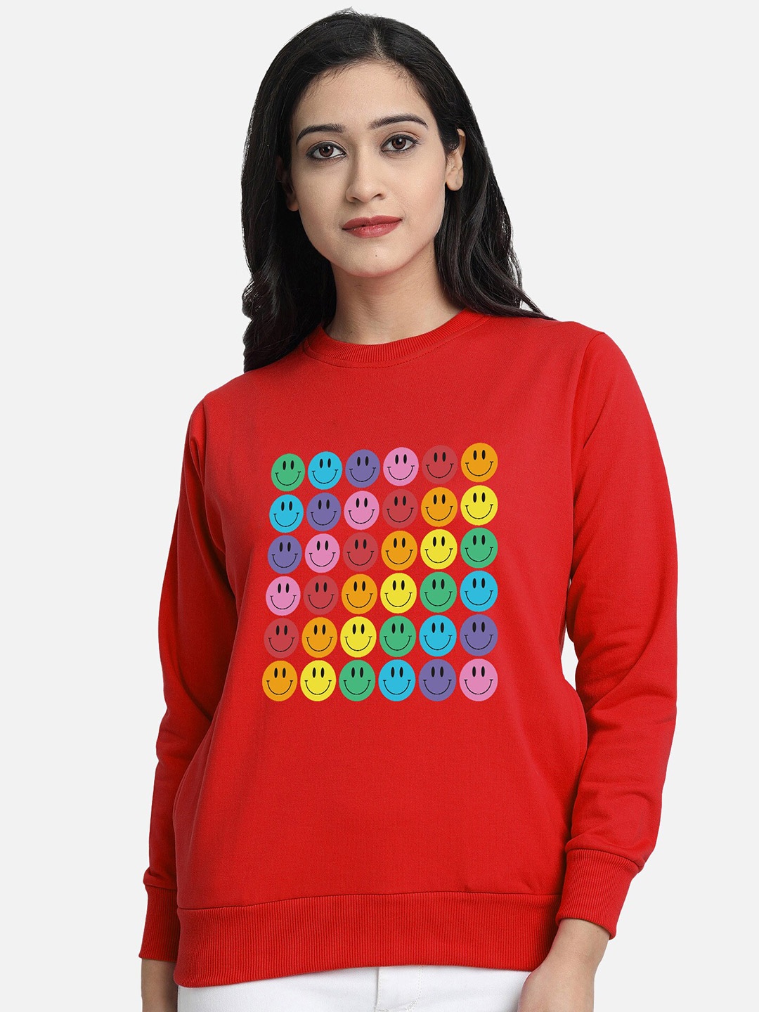 

CHOZI Geometric Printed Fleece Sweatshirt, Red