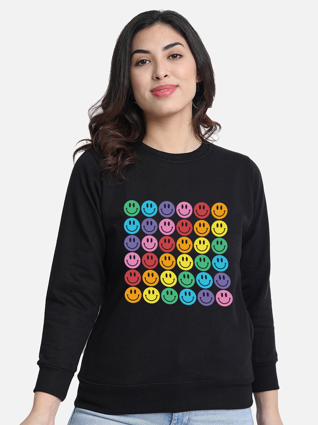 

CHOZI Geometric Printed Fleece Sweatshirt, Black