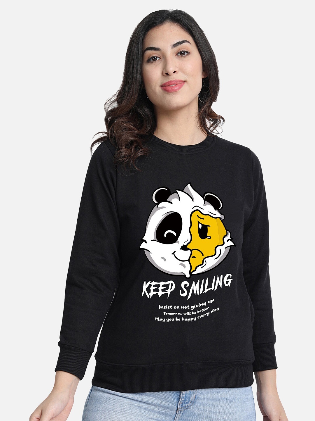 

CHOZI Graphic Printed Fleece Sweatshirt, Black