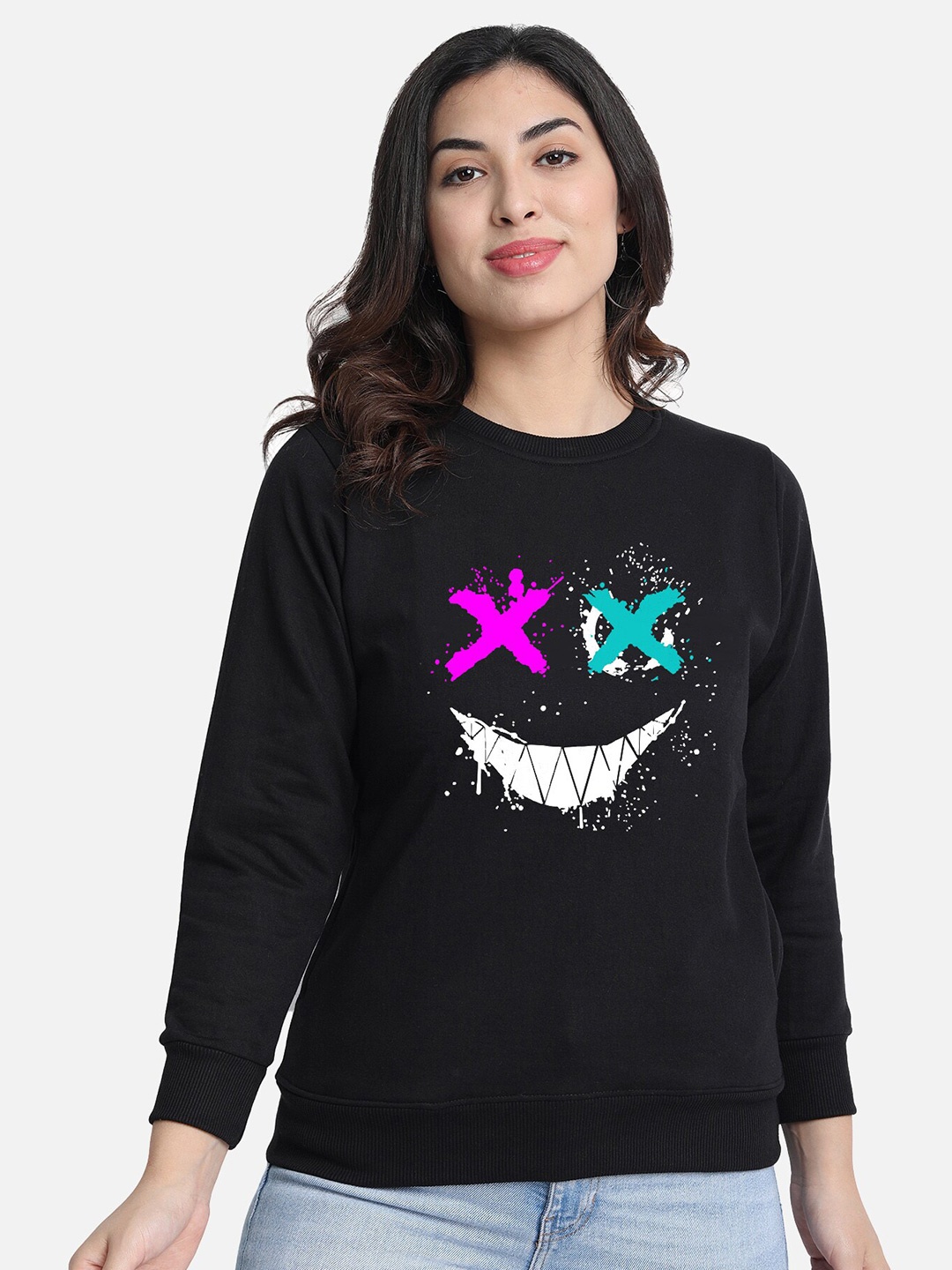 

CHOZI Graphic Printed Fleece Sweatshirt, Black