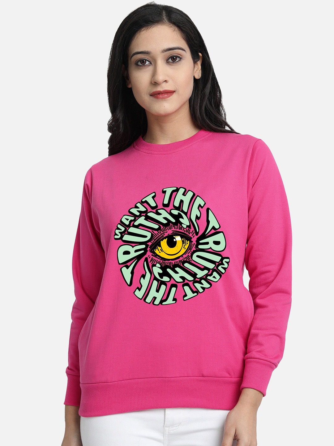 

CHOZI Women Pink Printed Sweatshirt