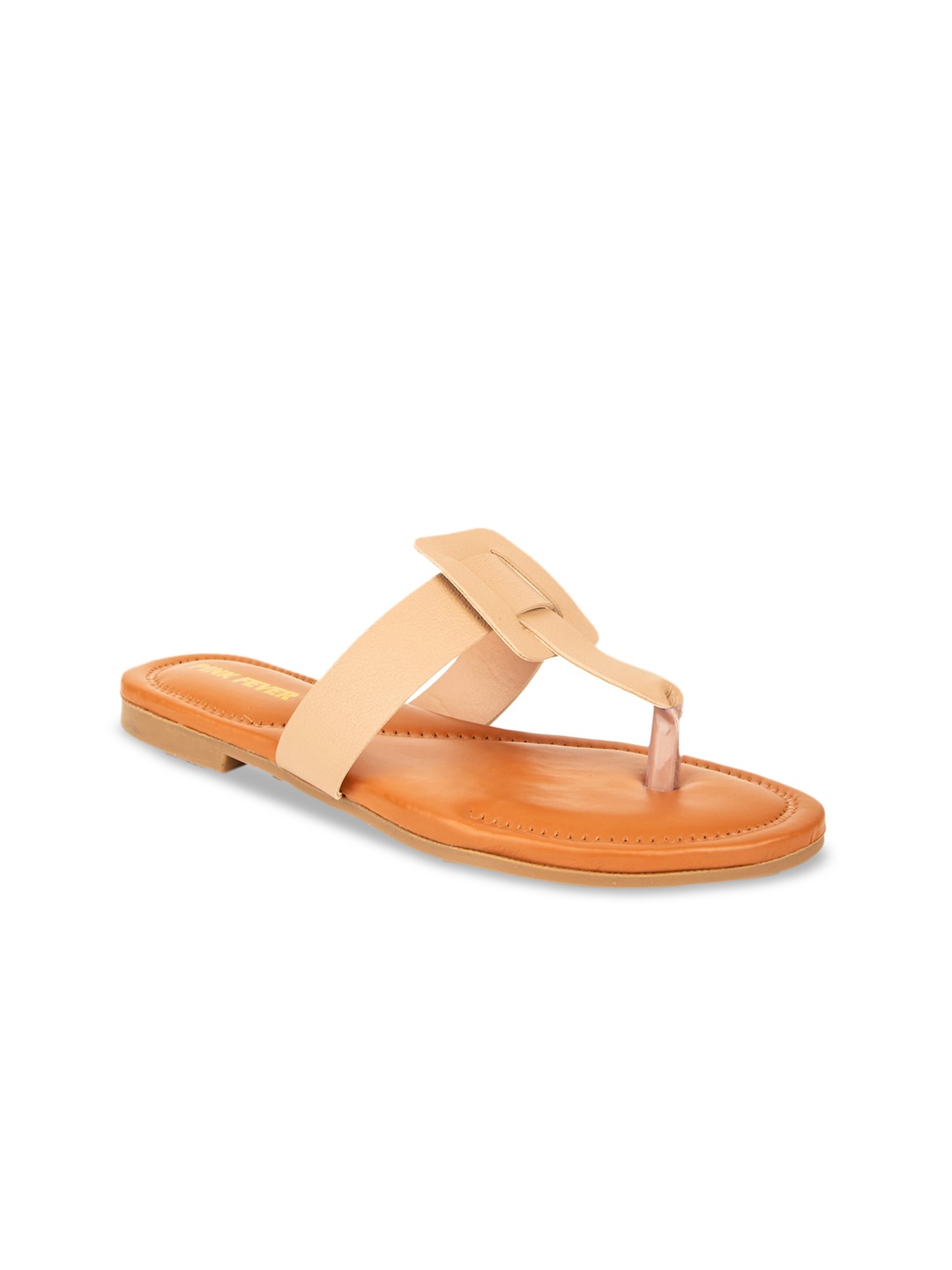 

Pink Fever Textured T-Strap Flats, Cream